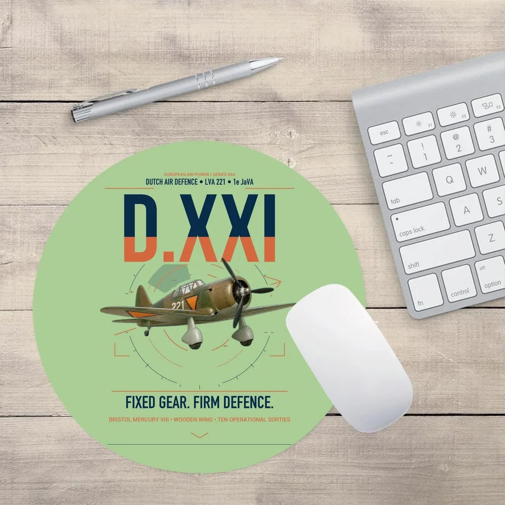 Fokker D.XXI — Dutch LVA aircraft 221 design on light green round mouse pad