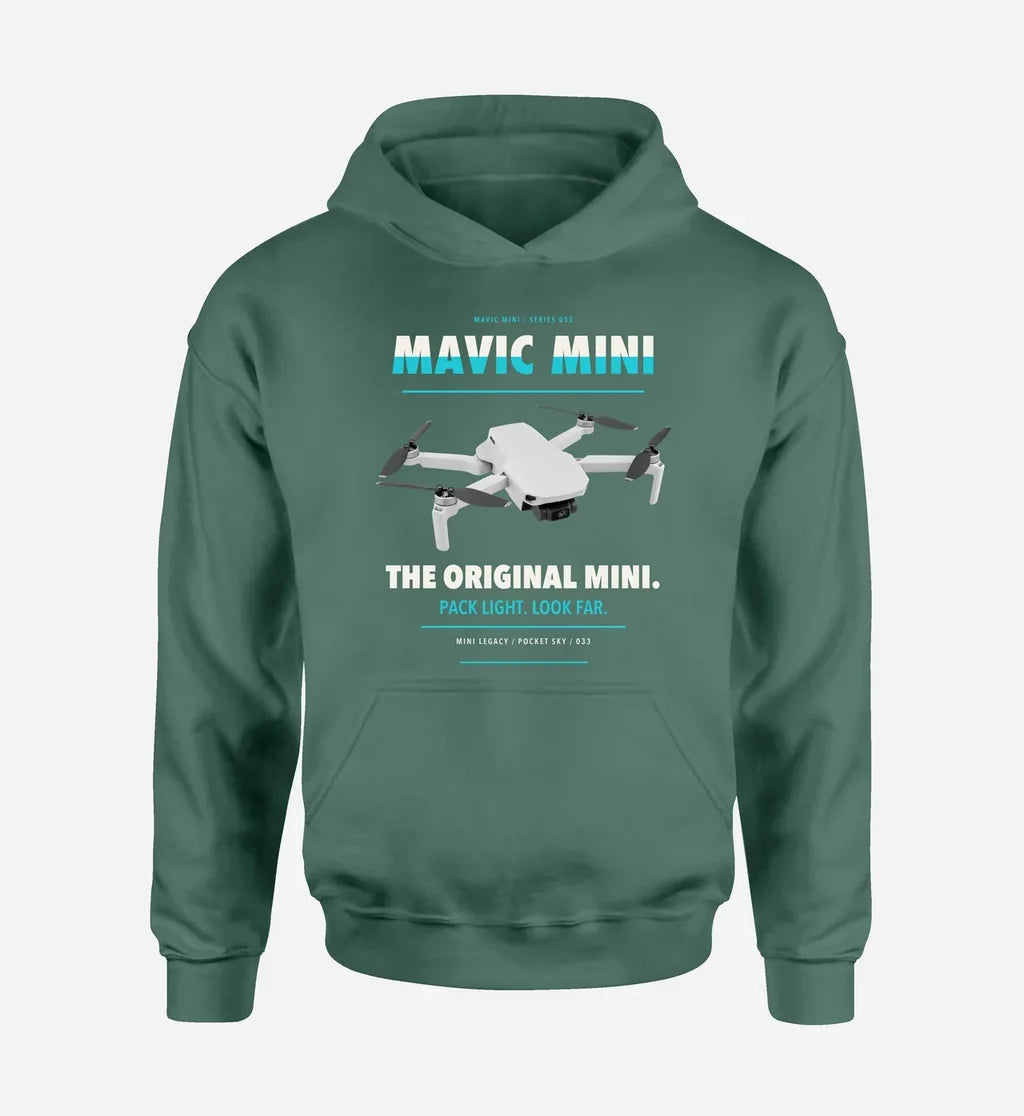 DJI Mavic Mini design on green hoodie single side