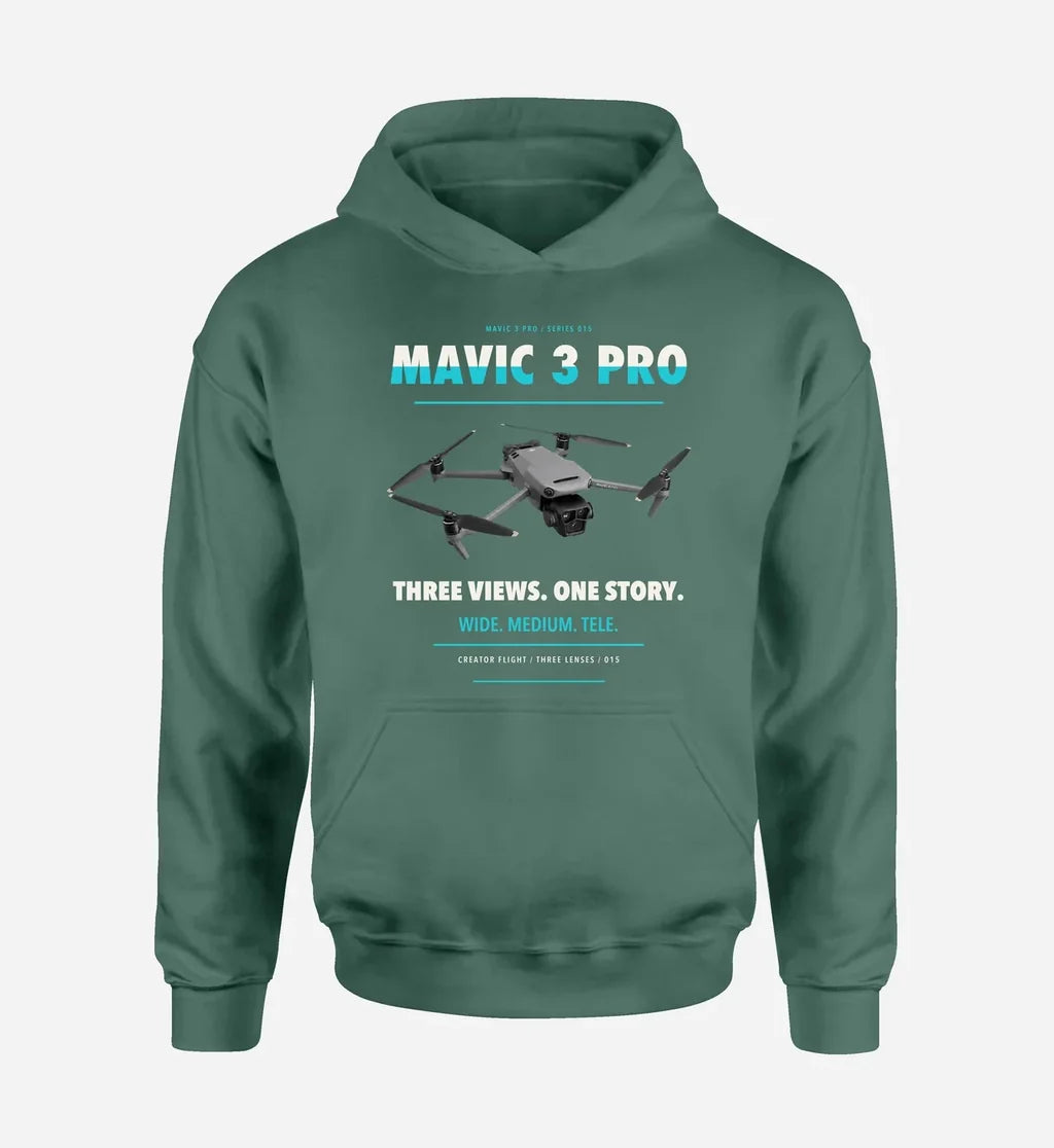 DJI Mavic 3 Pro design on green hoodie single side