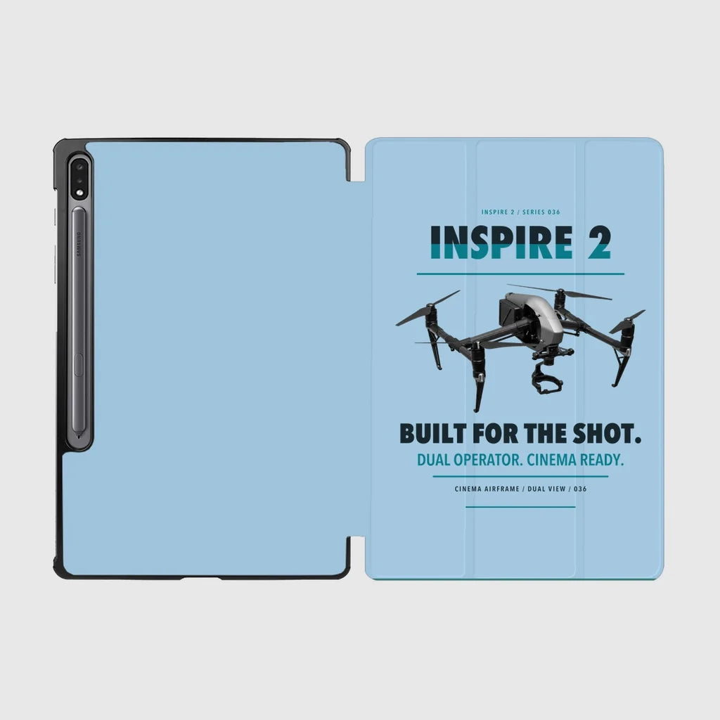 DJI Inspire 2 design on light blue samsung tablet tablet case