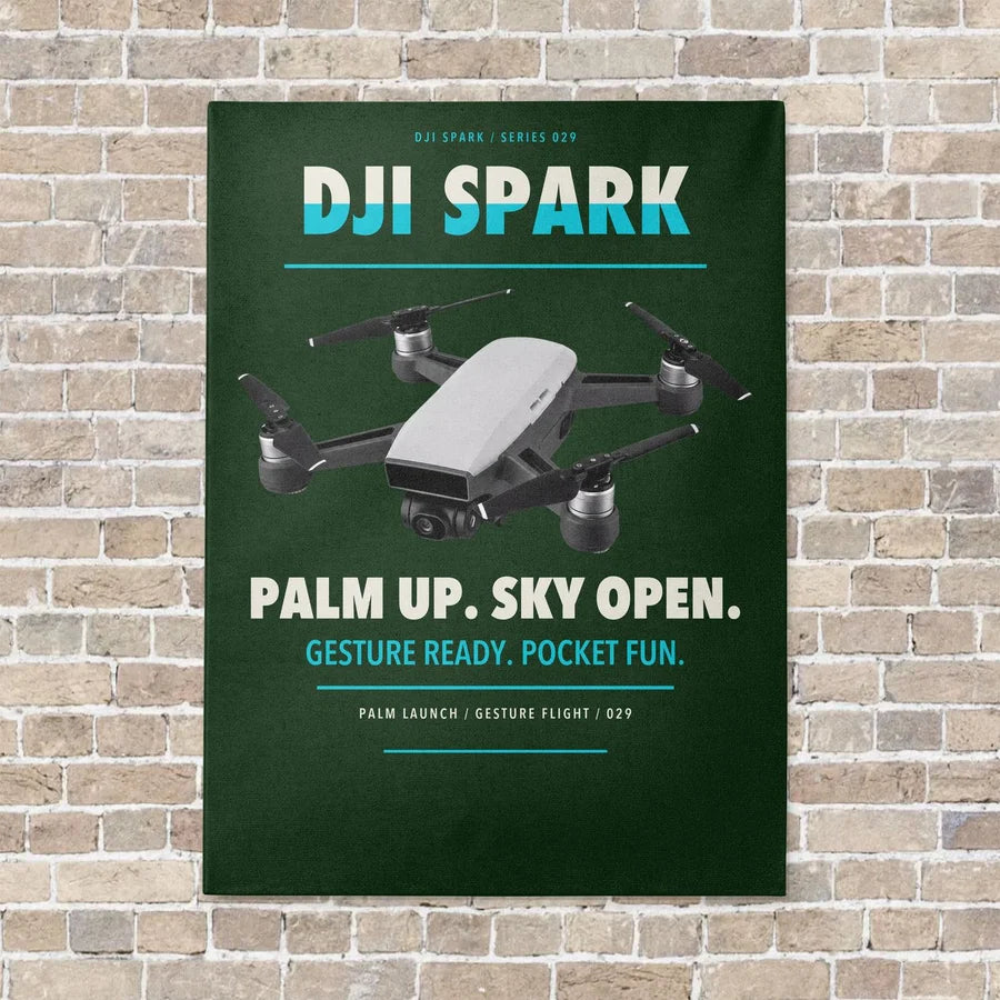 DJI Spark vertical canvas print - no frame - dark green background