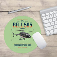 Thumbnail for Bell 505 Jet Ranger X design on light green round mouse pad