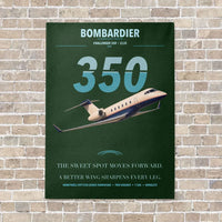 Thumbnail for Bombardier Challenger 350 vertical canvas print - no frame - dark green background