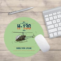Thumbnail for Bell H-13G Sioux design on light green round mouse pad