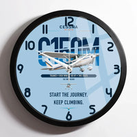 Thumbnail for Cessna 150M design on light blue framed wall clock