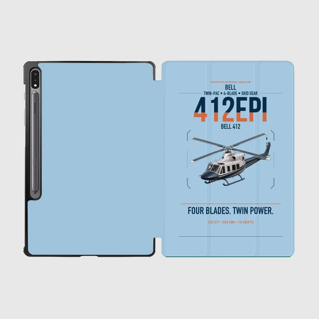 Bell 412EPI design on light blue samsung tablet tablet case