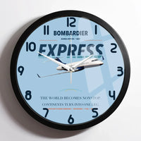 Thumbnail for Bombardier Global Express design on light blue framed wall clock