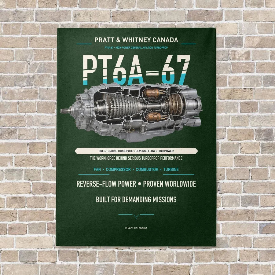 PT6A-67 vertical canvas print - no frame - dark green background