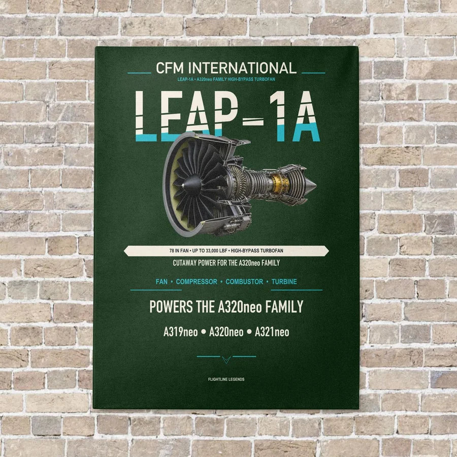 CFM LEAP-1A vertical canvas print - no frame - dark green background