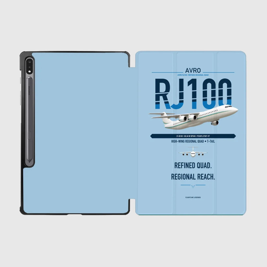 Avro RJ100 design on light blue samsung tablet tablet case