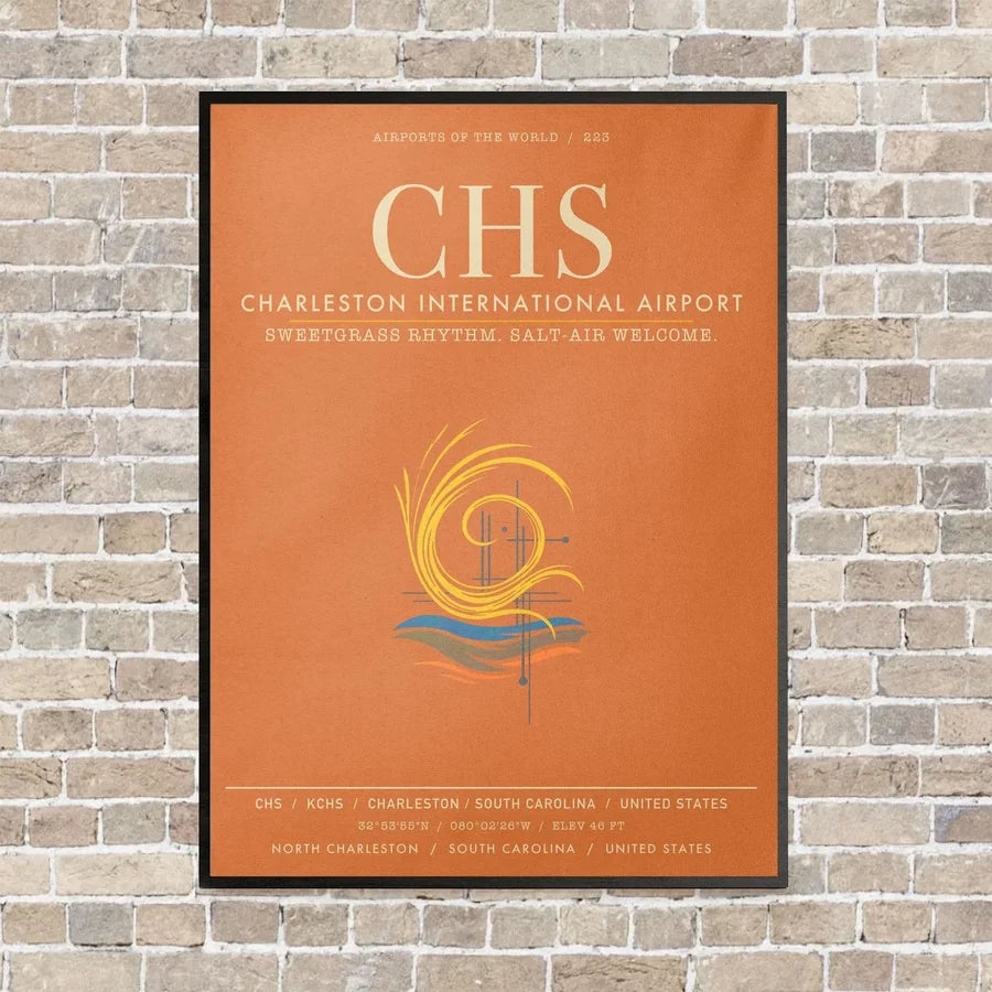 Charleston International Airport CHS - Canvas Framed - Orange