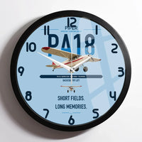 Thumbnail for Piper PA-18 Super Cub design on light blue framed wall clock