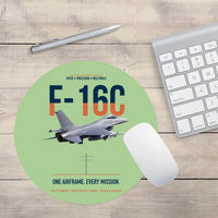 Thumbnail for F-16C Fighting Falcon One Airframe Every Mission design on light green round mouse pad