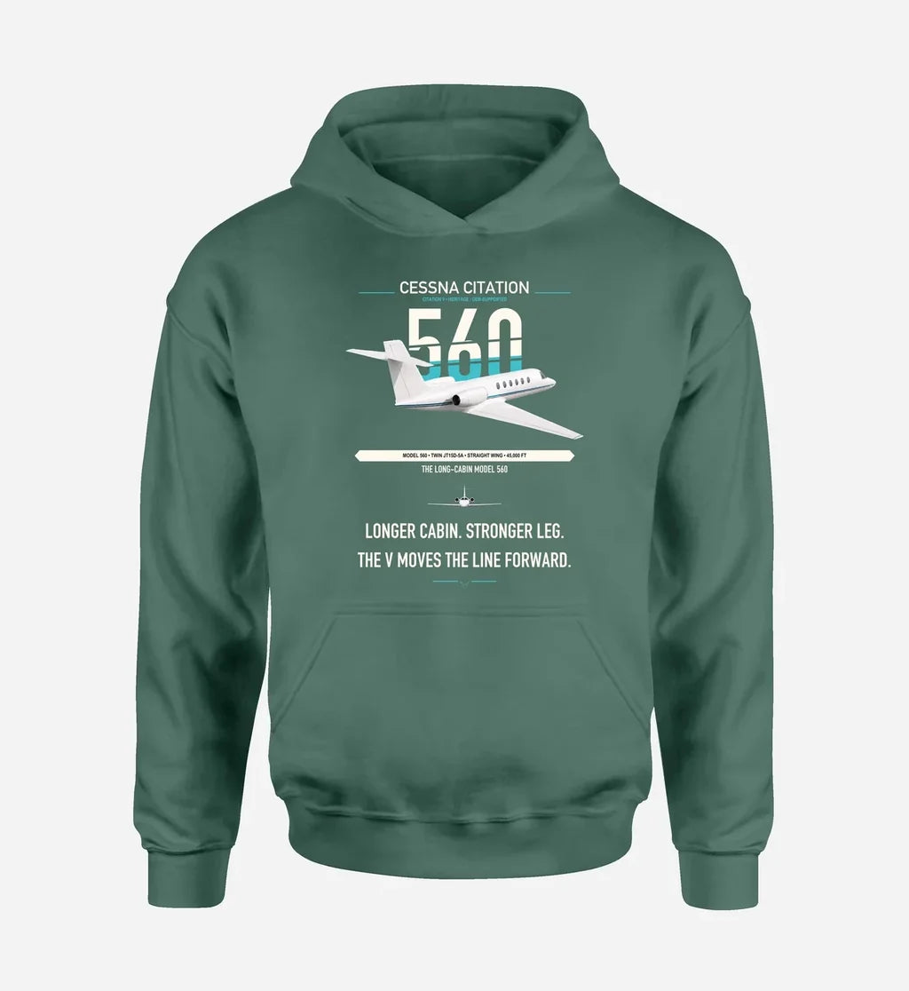 Cessna Citation 560 - Citation V design on green double-side hoodie, single-side print