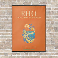 Thumbnail for Rhodes Airport Diagoras RHO - Canvas Framed - Orange