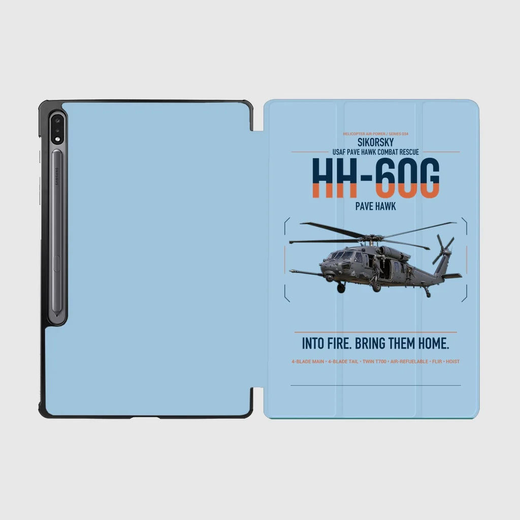 Sikorsky HH-60G Pave Hawk design on light blue samsung tablet tablet case