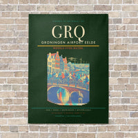 Thumbnail for Groningen Airport Eelde GRQ vertical canvas print - no frame - dark green background