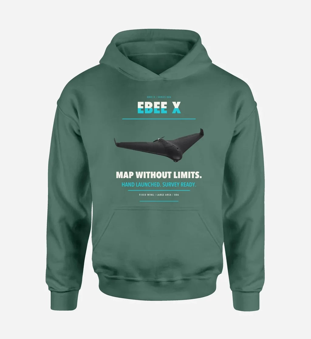 AgEagle eBee X design on green hoodie single side