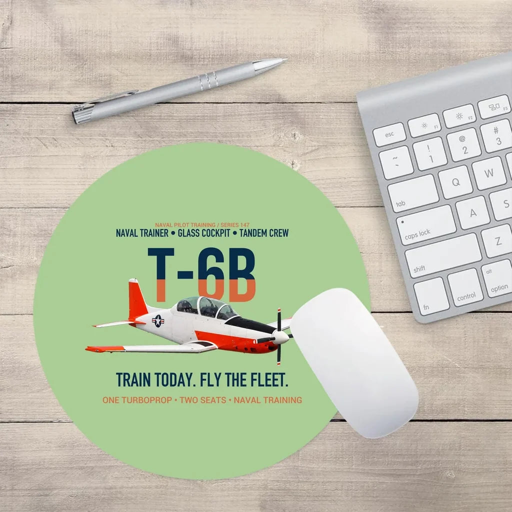 T-6B Texan II Naval Aviator Training design on light green round mouse pad