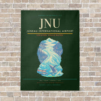 Thumbnail for Juneau International Airport JNU vertical canvas print - no frame - dark green background