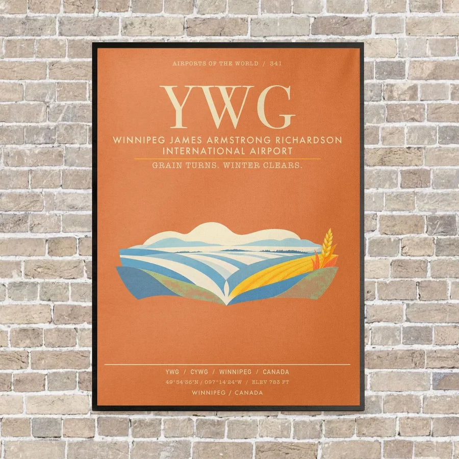 Winnipeg James Armstrong Richardson International Airport YWG - Canvas Framed - Orange