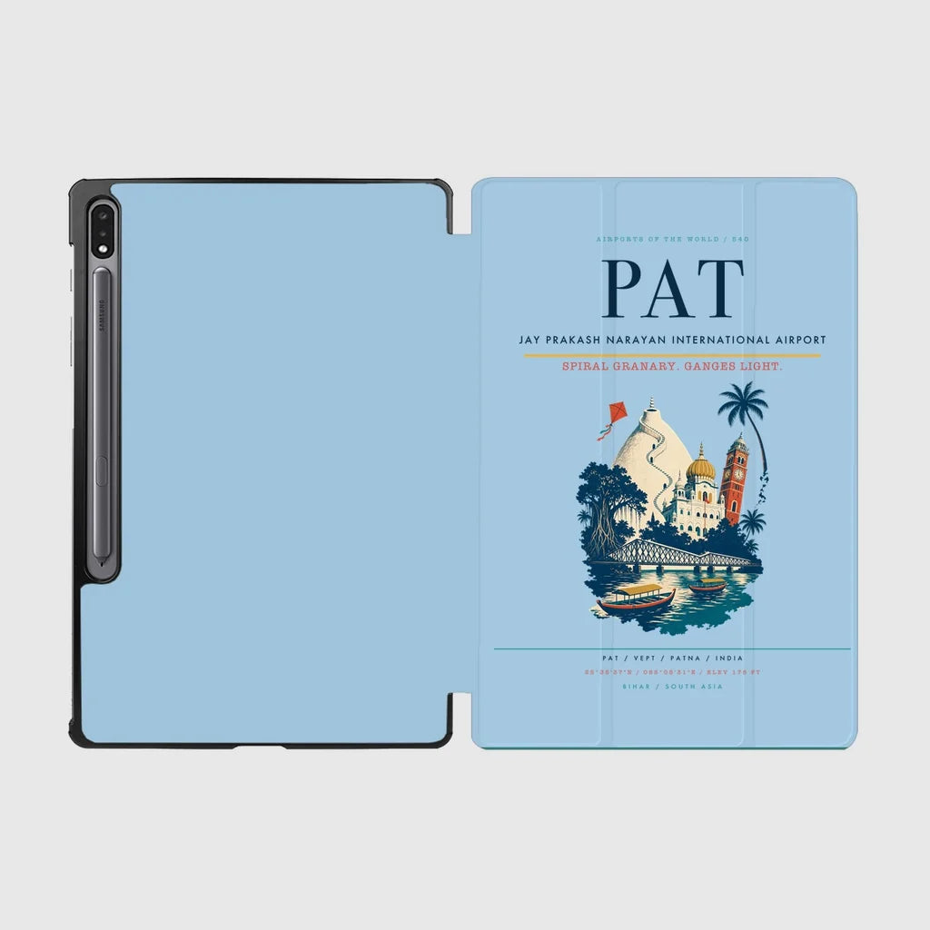Jay Prakash Narayan International Airport (PAT) design on light blue samsung tablet tablet case