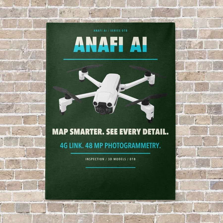 Parrot ANAFI Ai vertical canvas print - no frame - dark green background
