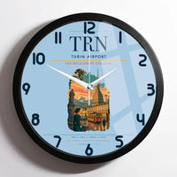 Thumbnail for Turin Airport (TRN) design on light blue framed wall clock