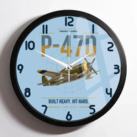 Thumbnail for P-47D Thunderbolt Razorback design on light blue framed wall clock