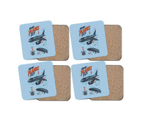 Thumbnail for How Planes Fly V2 design on light blue 4 pieces set coaster
