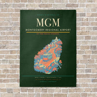 Thumbnail for Montgomery Regional Airport MGM vertical canvas print - no frame - dark green background