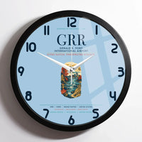 Thumbnail for Gerald R. Ford International Airport Grand Rapids (GRR) design on light blue framed wall clock