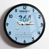 Thumbnail for Bombardier Learjet 36A design on light blue framed wall clock