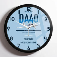 Thumbnail for Diamond DA40 design on light blue framed wall clock