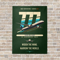 Thumbnail for Boeing 777-9 vertical canvas print - no frame - dark green background