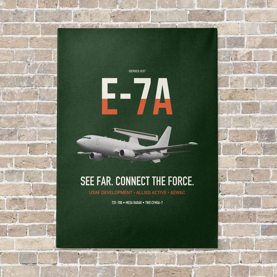 E-7A Wedgetail vertical canvas print - no frame - dark green background