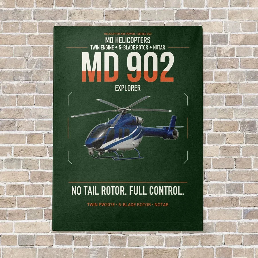 MD Helicopters MD 902 Explorer vertical canvas print - no frame - dark green background