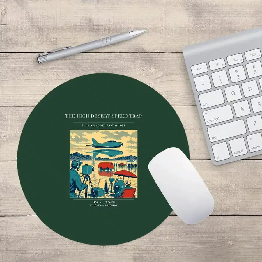 VINTAGE G4295 - The High Desert Speed Trap - Designed Mouse Pads design on darkgreen round