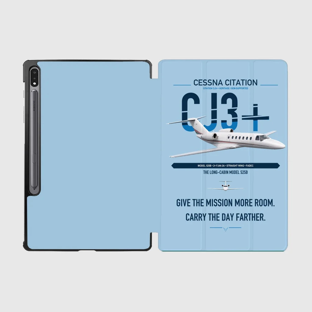 Cessna Citation CJ3+ design on light blue samsung tablet tablet case