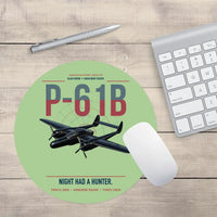 Thumbnail for P-61B Black Widow design on light green round mouse pad