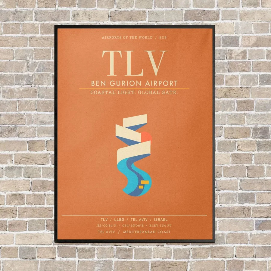 Tel Aviv Ben Gurion Airport TLV - Canvas Framed - Orange