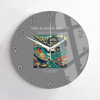 Thumbnail for VINTAGE G4059 - The Harbor Circle - Designed Wall Clocks design on gray no-frame