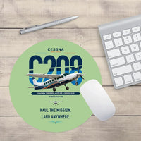 Thumbnail for Cessna 208 Caravan design on light green round mouse pad