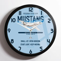 Thumbnail for Cessna Citation Mustang design on light blue framed wall clock