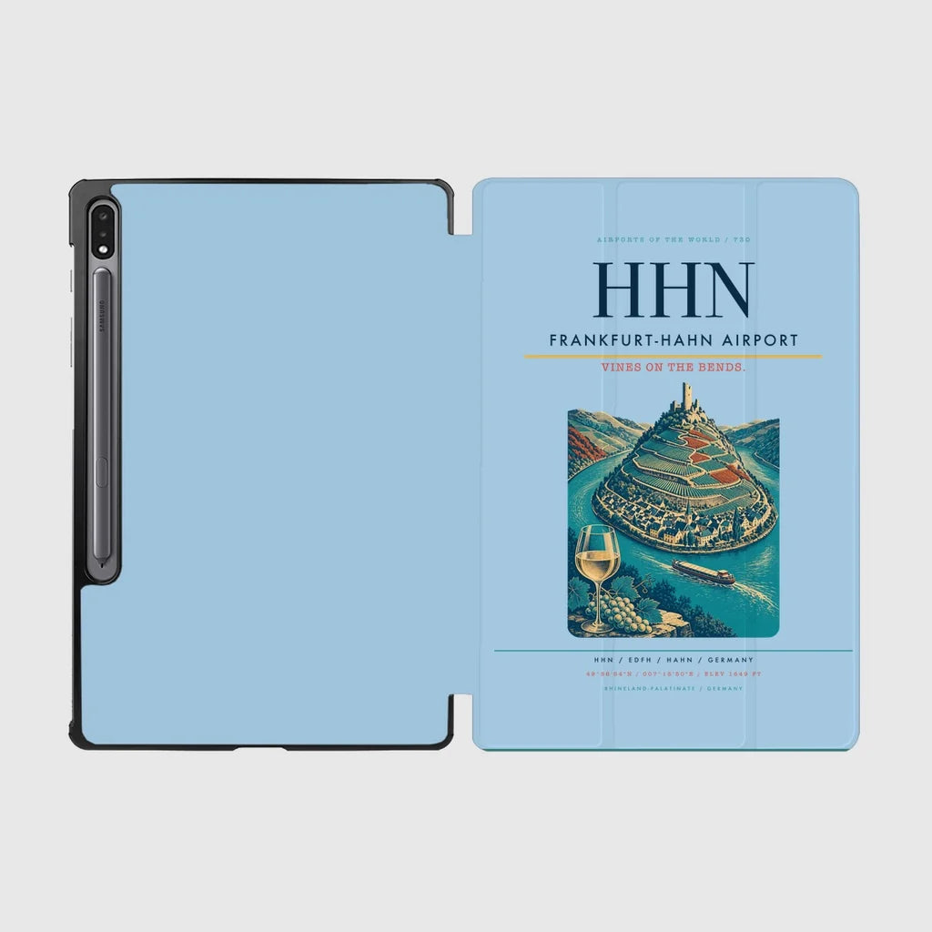 Frankfurt-Hahn Airport (HHN) design on light blue samsung tablet tablet case