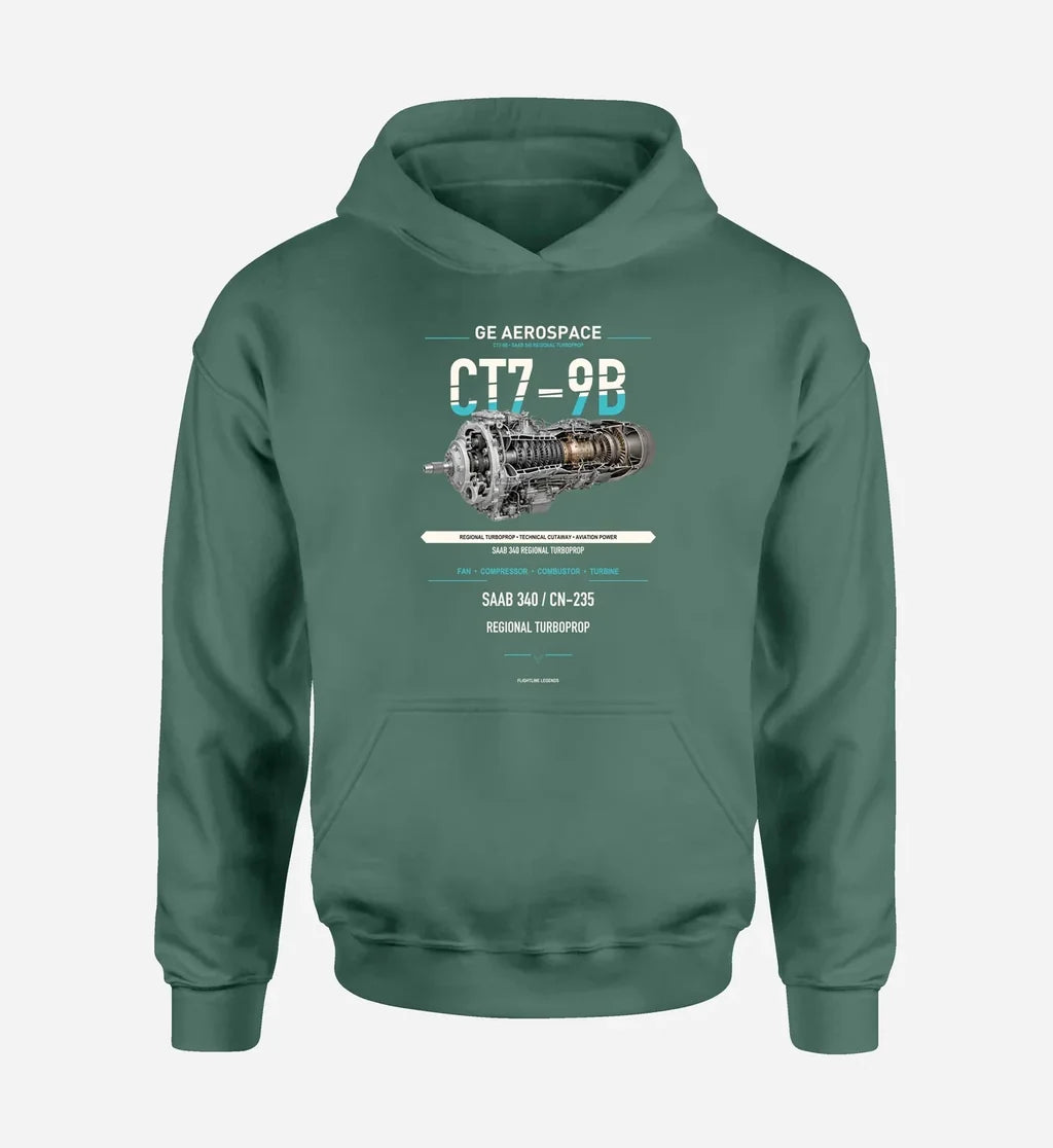 CT7-9B design on green hoodie single side
