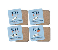 Thumbnail for T-1A Jayhawk Advanced Jet Trainer design on light blue 4 pieces set coaster