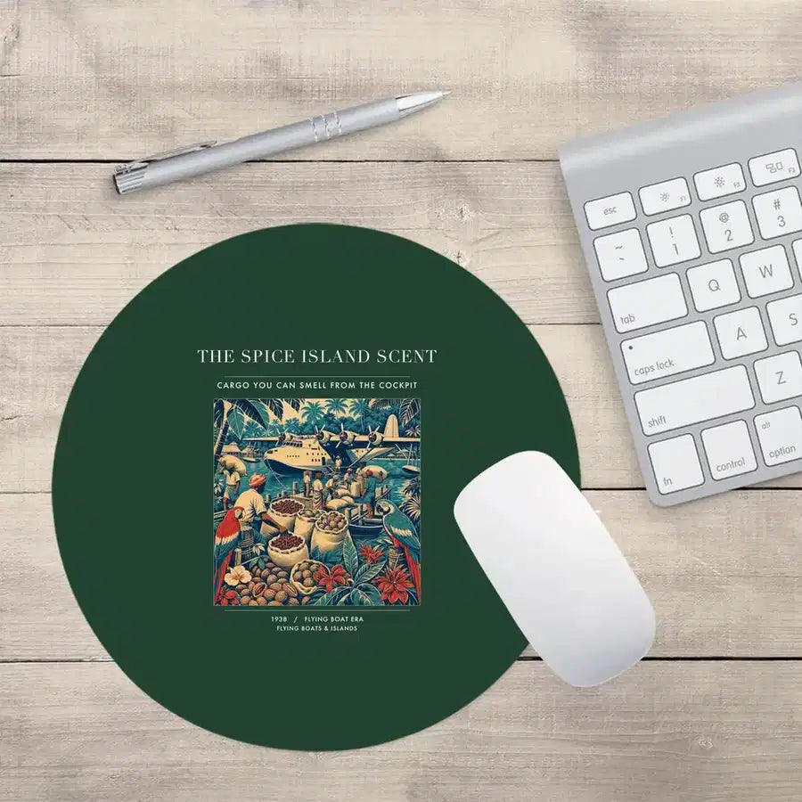 VINTAGE G4279 - The Spice Island Scent - Designed Mouse Pads design on darkgreen round