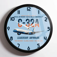 Thumbnail for C-32A Air Force Two Global Reach design on light blue framed wall clock