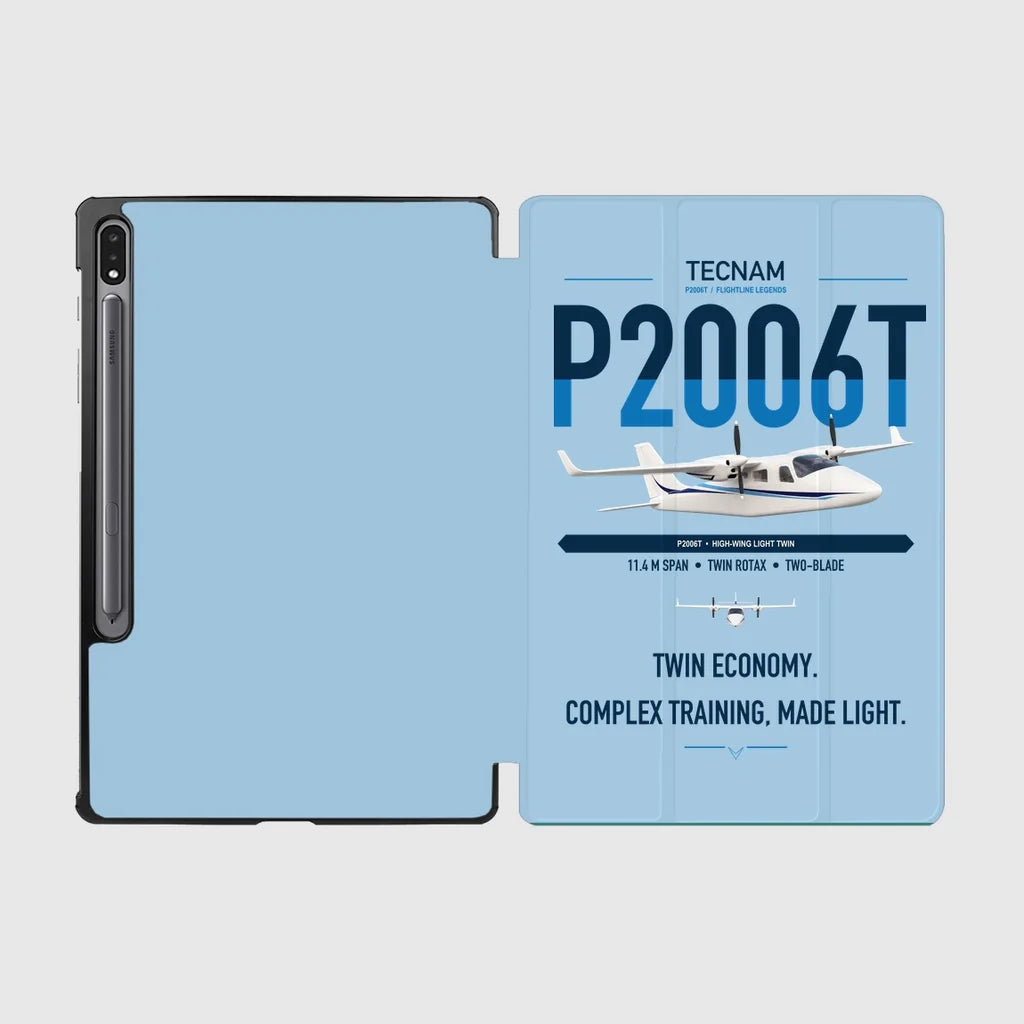Tecnam P2006T design on light blue samsung tablet tablet case